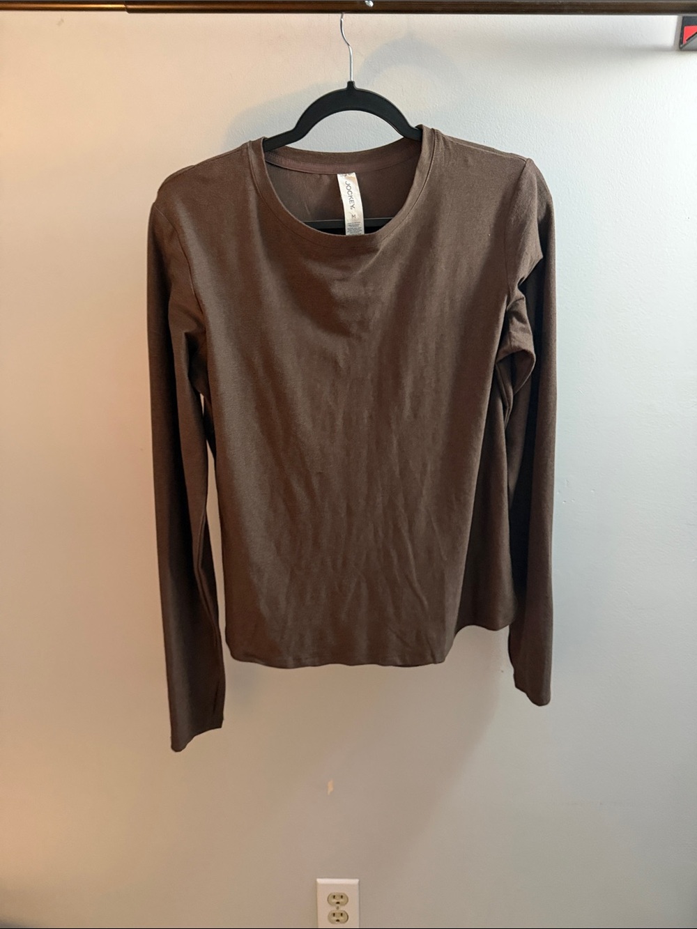 Jockey Long-Sleeve Crewneck Tee in Chocolate Brown